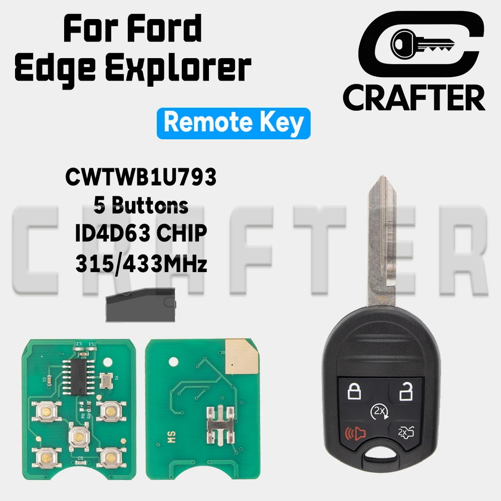

Ключ CrafterCar дистанционный ключ CWTWB1U793 4D63 чип 315/433 МГц 3/4/5 кнопка для Ford Edge Expedition Mustang Explorer Ranger Windstar