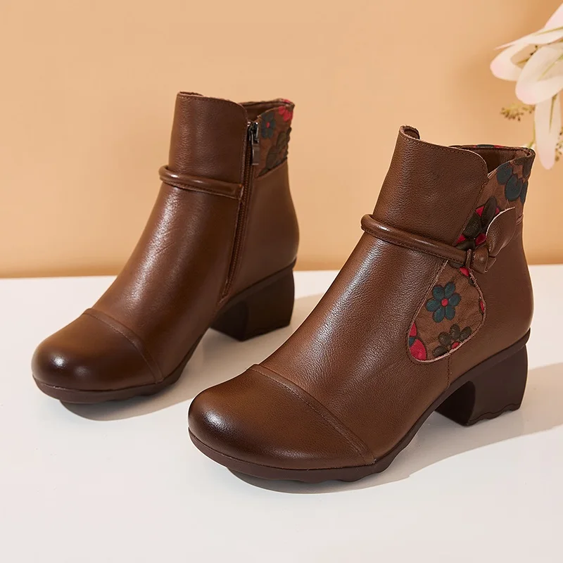 DRKANOL/2024 зимняя теплая обувь женские ботильоны на толстом каблуке короткие