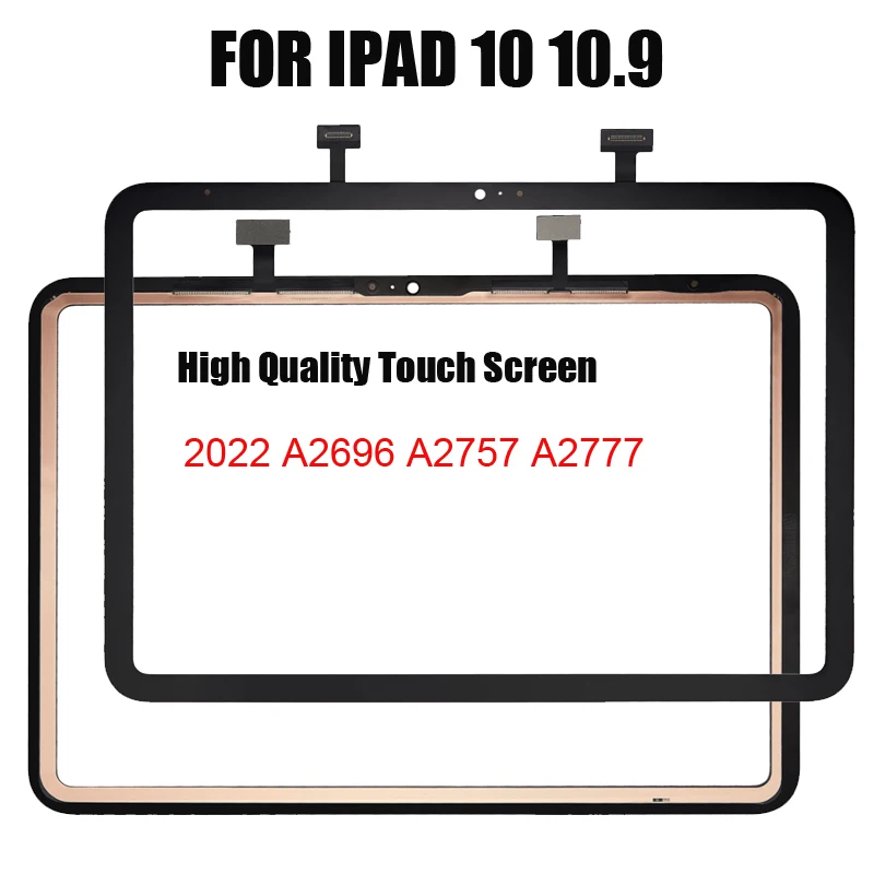Фото Новая сенсорная панель A++ для iPad 10 10,9 дюйма 10-го поколения 2022 A2696 A2757 A2777, дигитайзер сенсорного экрана, переднее стекло, запасные части №1