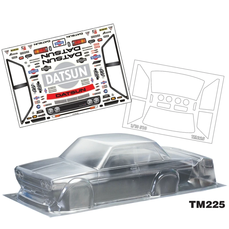 

1/10 мини тела 225 мм Колесная база Rc кузов ясный корпус Lexan W/заднее крыло + Datdsun 510 наклейка для на дороге Rc дрейф автомобиль