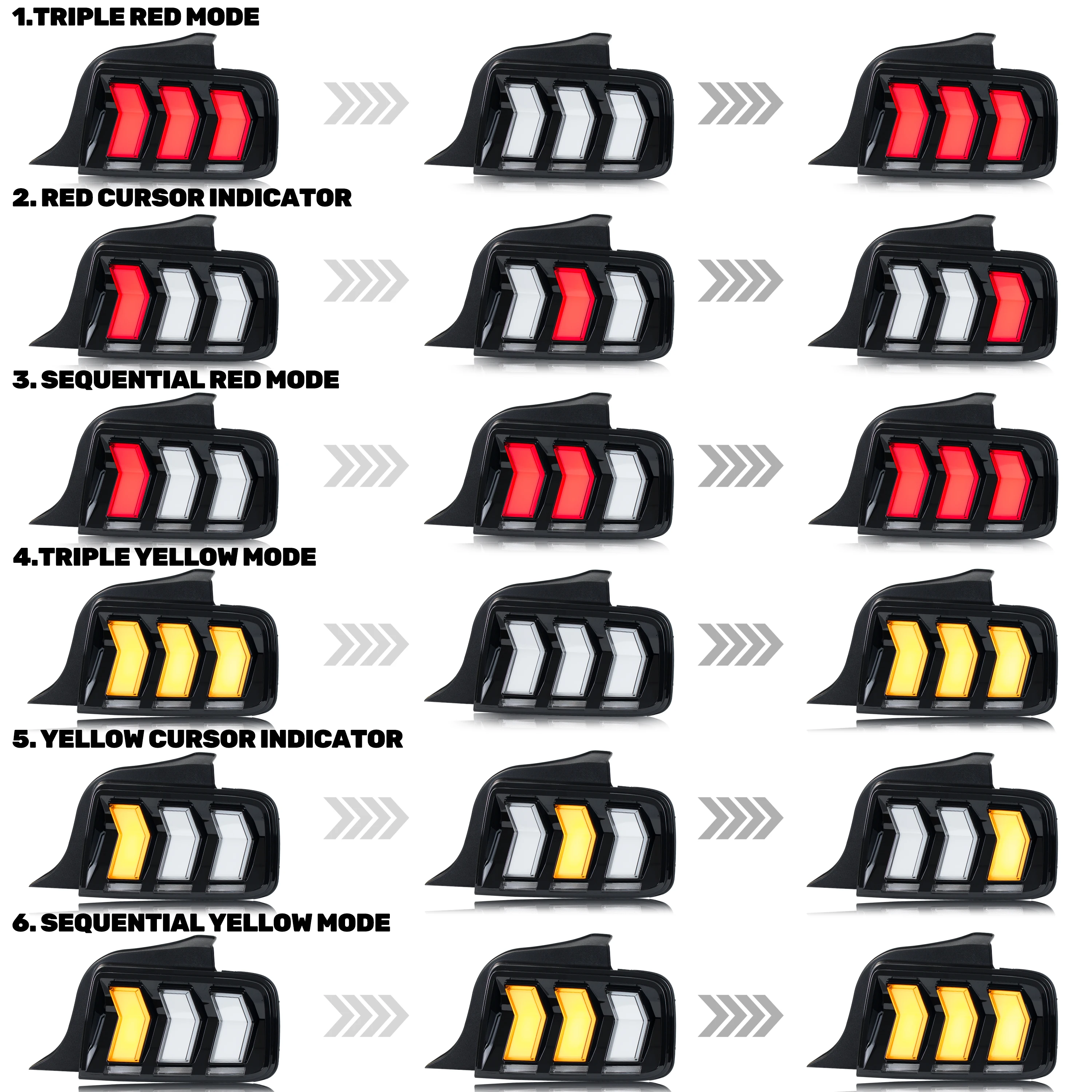 Светодиодные задние фонари для Ford Mustang S-197 2005-2009 гг. с последовательными