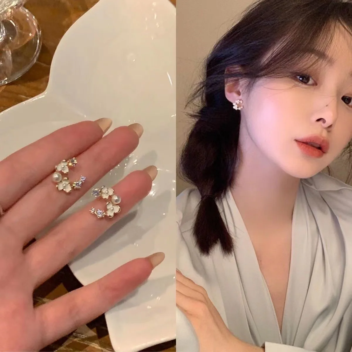 

Pearl Flower Temperament Earrings For Women 2023 New Fashion Luxury Simple Designer Stud Earrings