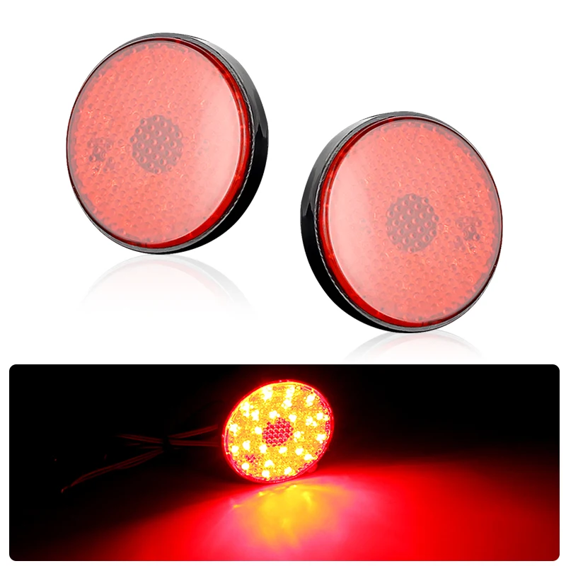 

2 × круглые 5,8 см светодиодные фары-отражатели для бампера для Toyota Highlander, Sequoia, ноя, Fortuner, Mitsubithi, ASX, задние противотуманные фары/стоп-сигнал