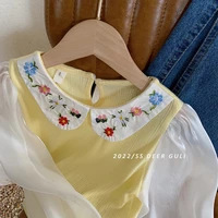 2022 summer new light luxury fashion girls and children korean version comfortable casual knitted shirts boutique clothing