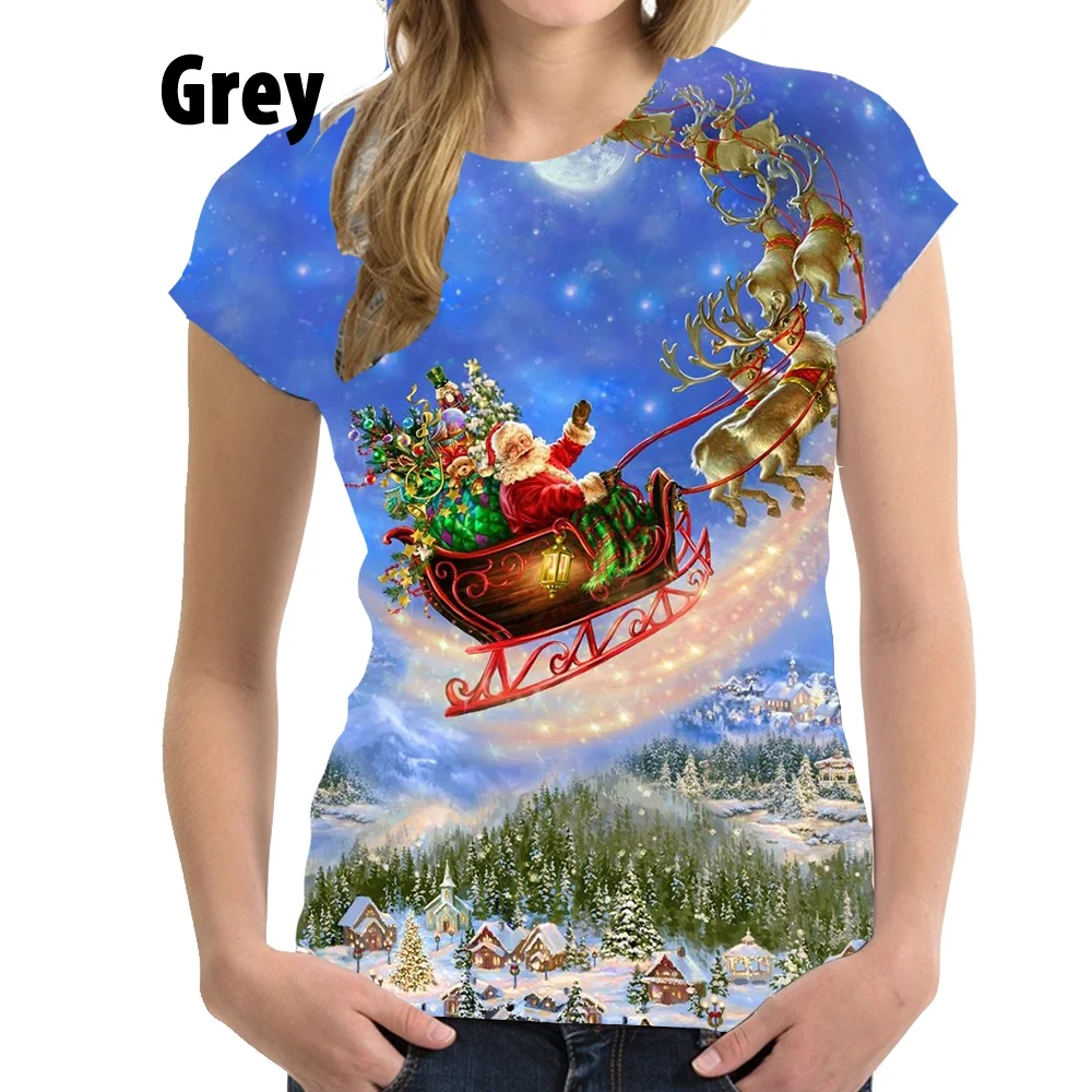 Женская рождественская одежда Лидер продаж 2022 Рождественская 3D Футболка с