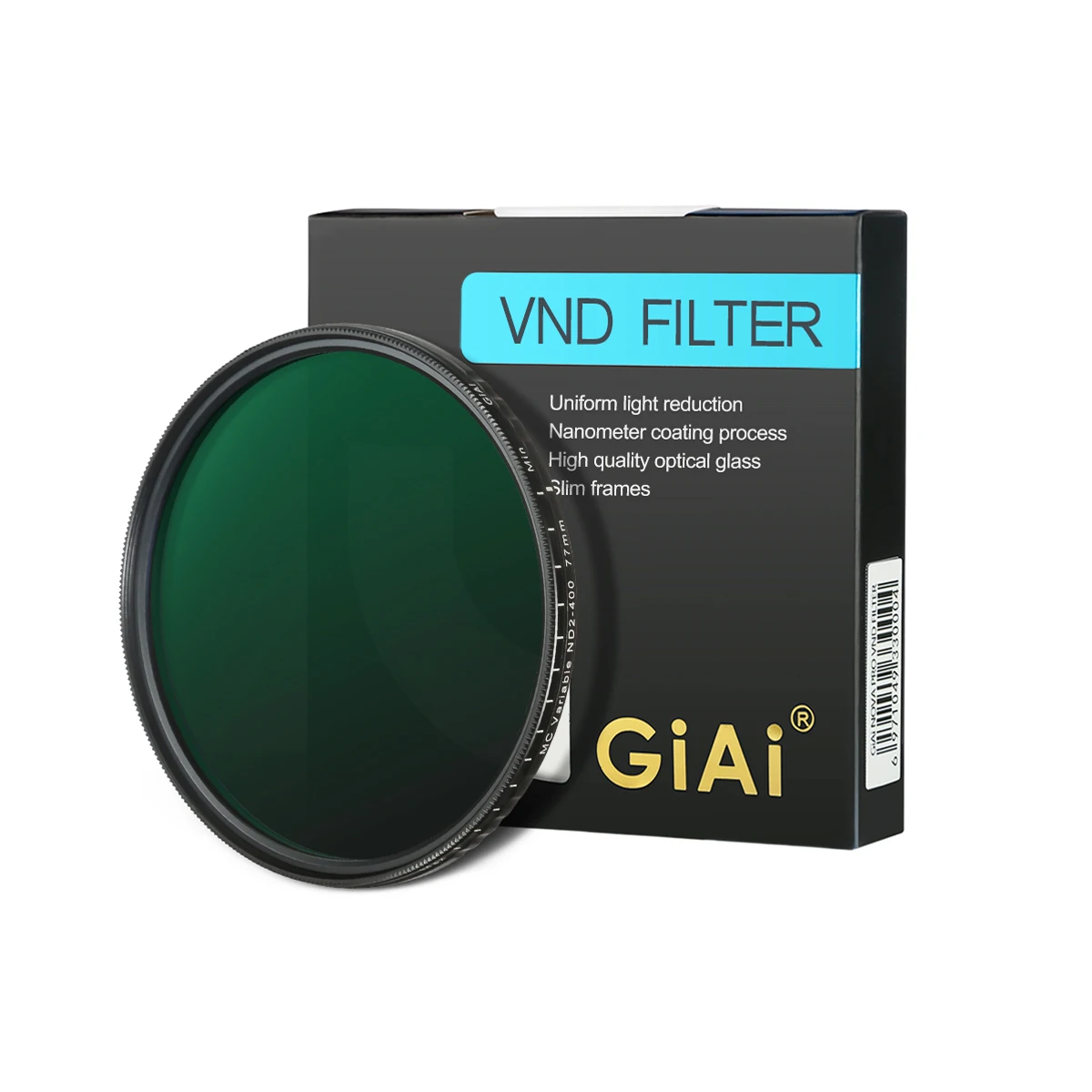 

GiAi Variable ND2-400 Filter - Nano Coating VND 1-9 Stop Neutral Density Filter for 37 40.5 49 52 55 58 62 67 72 77 82 86mm Lens
