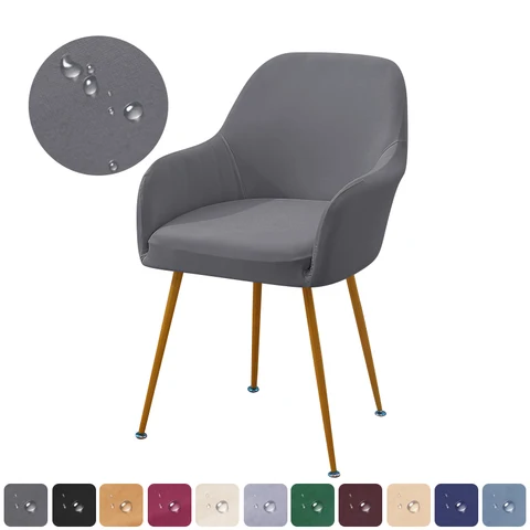 Tapa de la silla de brazo alto impermeable spandex elástico sólido silla de comedor sillón slip alo de asiento removible hotel de boda casa casa