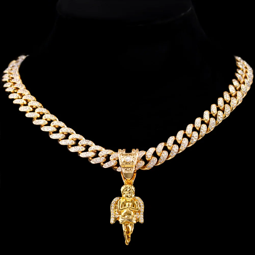 

Scooya модное ожерелье молитвенный Ангел со сложенными руками кулон ожерелье инкрустированный Цирконом кубинский Ангел кубинское ожерелье д...