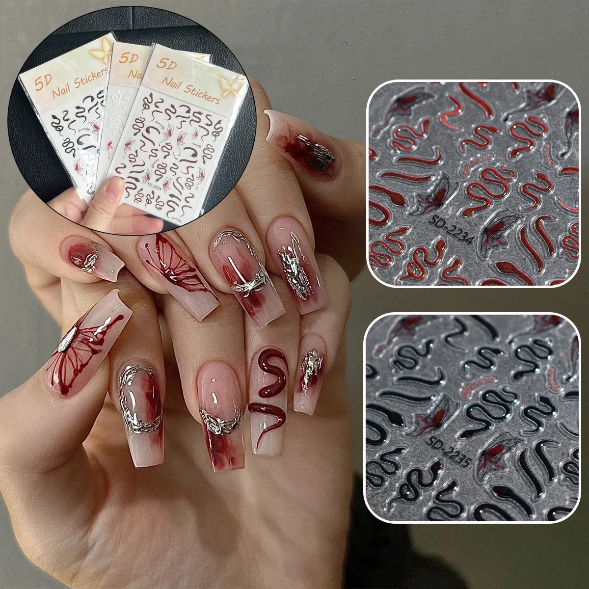 Самоклеящиеся наклейки для дизайна ногтей в ассортименте