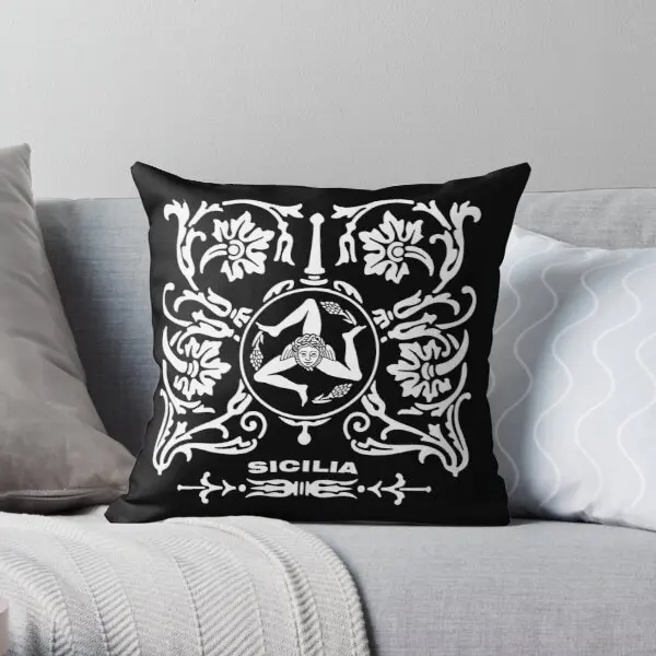

Sicilia Trinacria Printing Throw Pillow Cover Bedroom Comfort Bed Decorative Throw Waist Square Anime Car Pillows not include