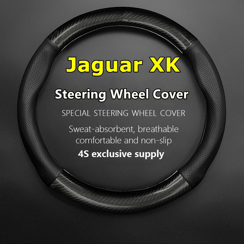 

PU/PVC Carbon For Jaguar XK Steering Wheel Cover Genuine Leather Carbon Fiber Fit XK 4.2 V8 2006 XKR 5.0 2009 XKR-S 2012 2013