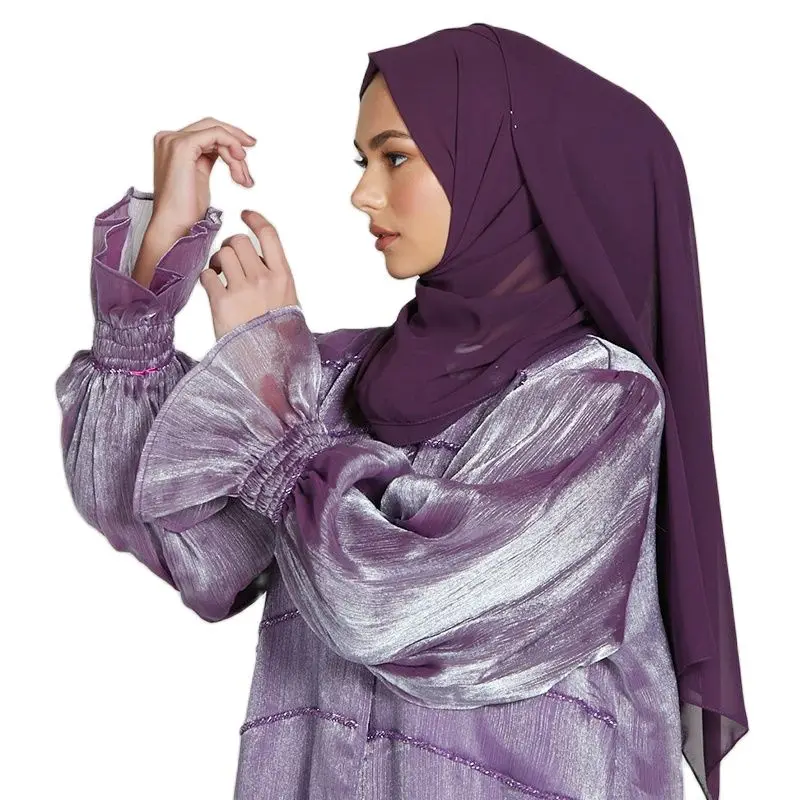 Abayas Sets for Ramadan Muslim Women Clothing Islamic Cardigan Jacket with Belt Hijab Dubai Three Piece Robe Muslim Fashion Sets