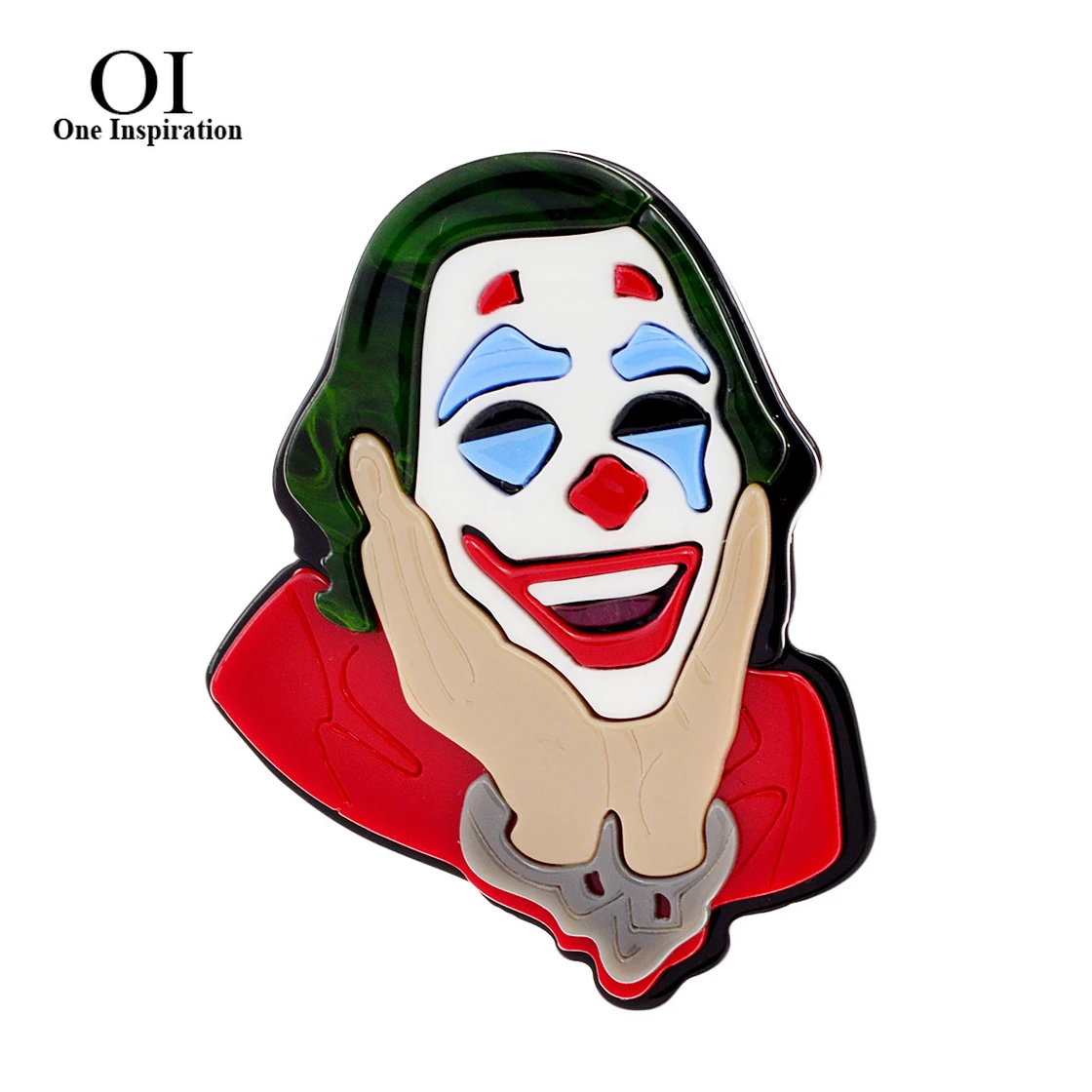 

OI Acetate Plate Cute Acrylic Clown Portrait Brooch for Woman Man Suit Coat New Year Gifts