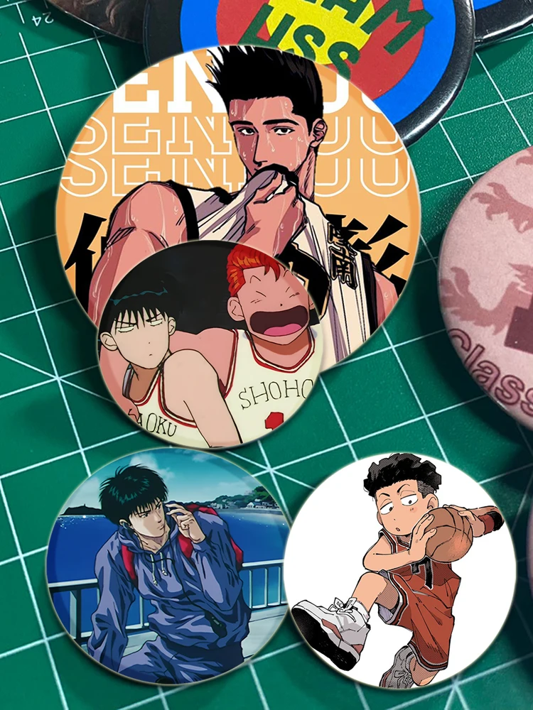 Мягкая Белая жесть в стиле Слэм-Dunk 32/58 мм булавка с мультяшным рисунком