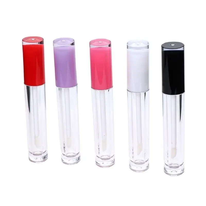 

50pcs Lipgloss Empty Tubes 5ML Round Pink Purple Red White Clear Cosmetic Lip Gloss Wand Tubes Makeup Lip Gloss Containers