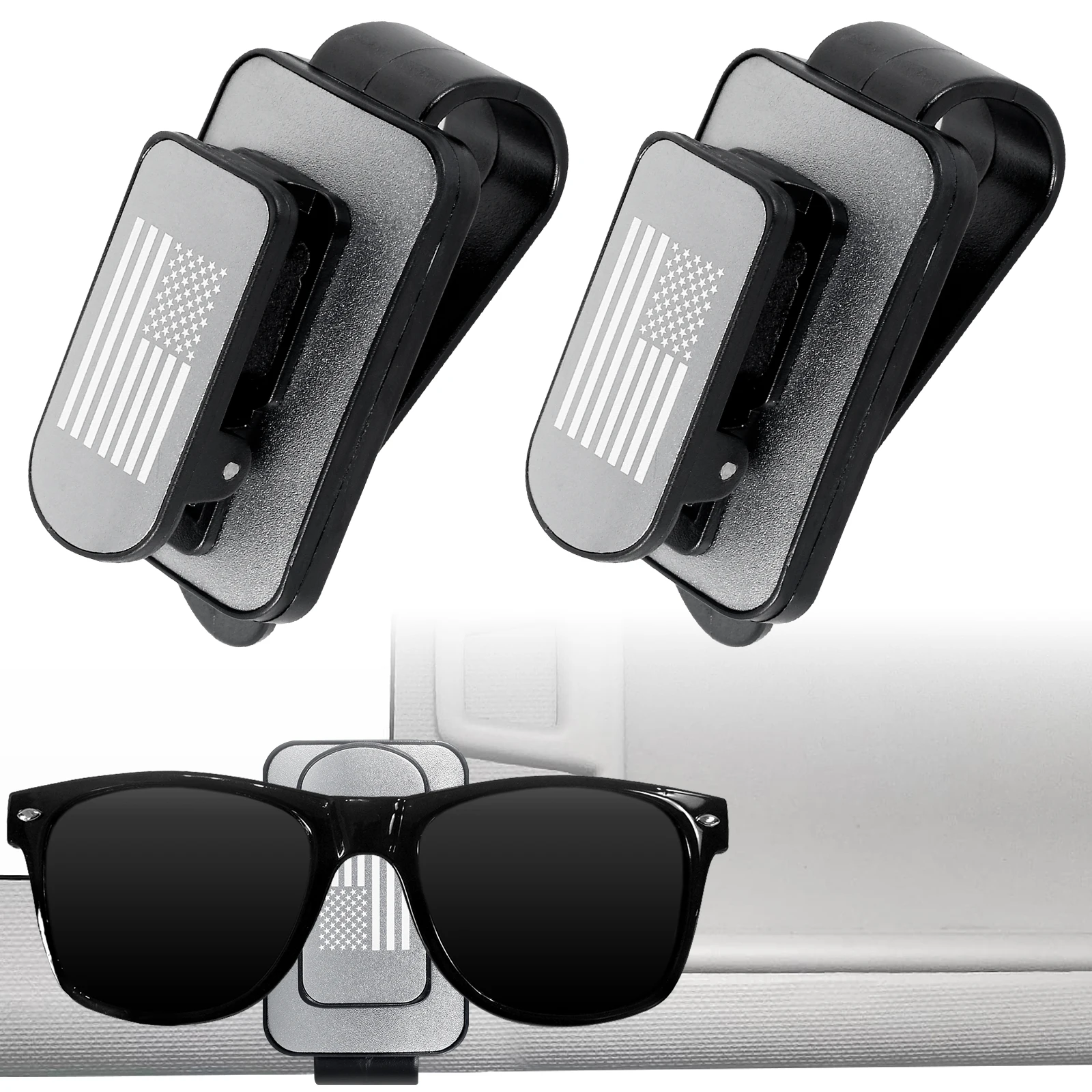 

2 шт., автомобильный держатель для солнцезащитных очков, с американским флагом