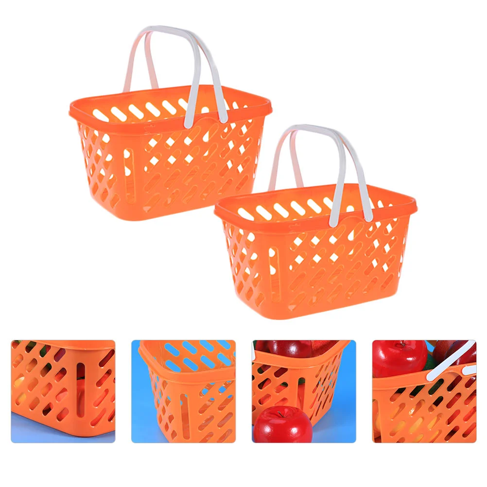

Basket Shopping Kids Toy Grocery Play Baskets Mini Pretend Storagehandletoys Cart Organizereaster Portableminiature Fruit