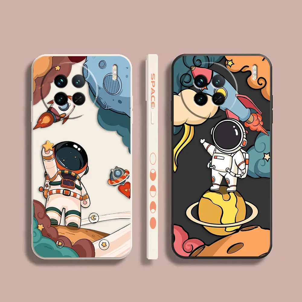 

Case For VIVO X21I X21S X23 X27 X30 X50 X60 X70 PRO PLUS Colour Simple Liquid Silicone Case Cute Cartoon Spaceman Astronaut