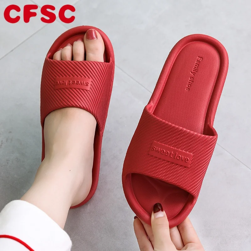 

2022 New Slippers Women Summer Flip Flops Indoor House Couples Home Bathroom Non-slip Soft Tide To Wear Slippers Flat Shoes