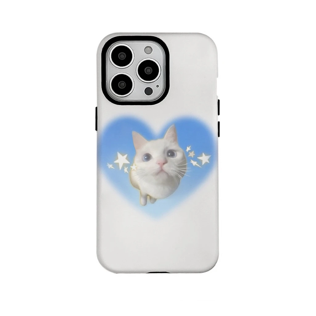 INS Blue Love Star Cat Cartoon Case for IPhone 16 15 PLUS 14 13 Pro Max 12 MINI 11 XR XS MAX Shockproof Ultra Thin Cover