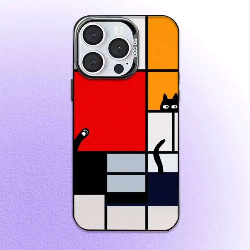 Фото Чехол для телефона Abstract P-Piet Mondrian для iPhone 17,16,15,14,13,12,11 Plus, Pro Max Black Candy, матовый противоударный чехол №5