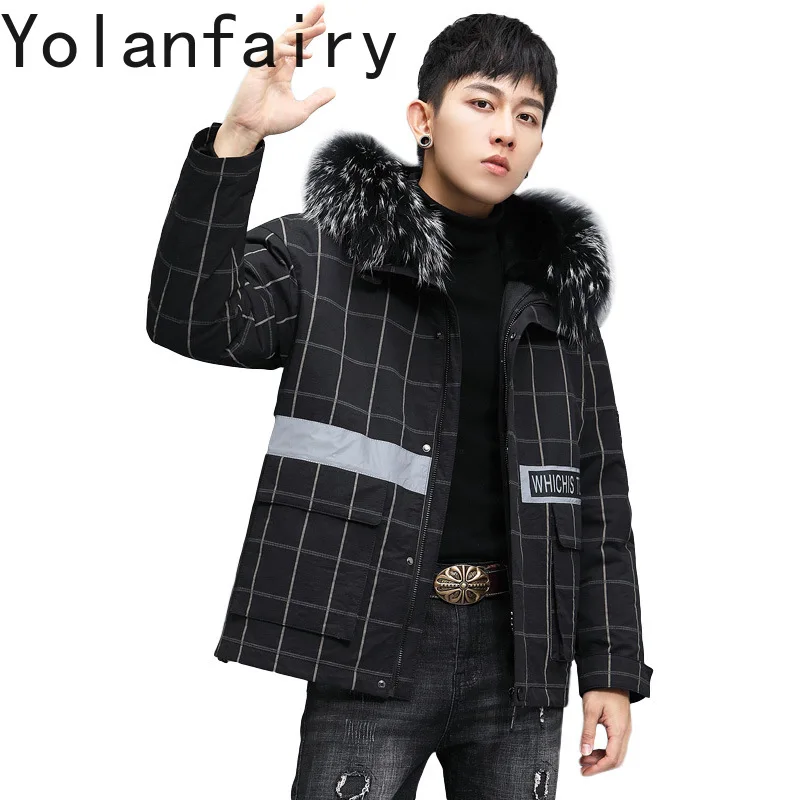 Мужские короткие парки YOLANFAIRY из натурального кроличьего меха Мужская Роскошная