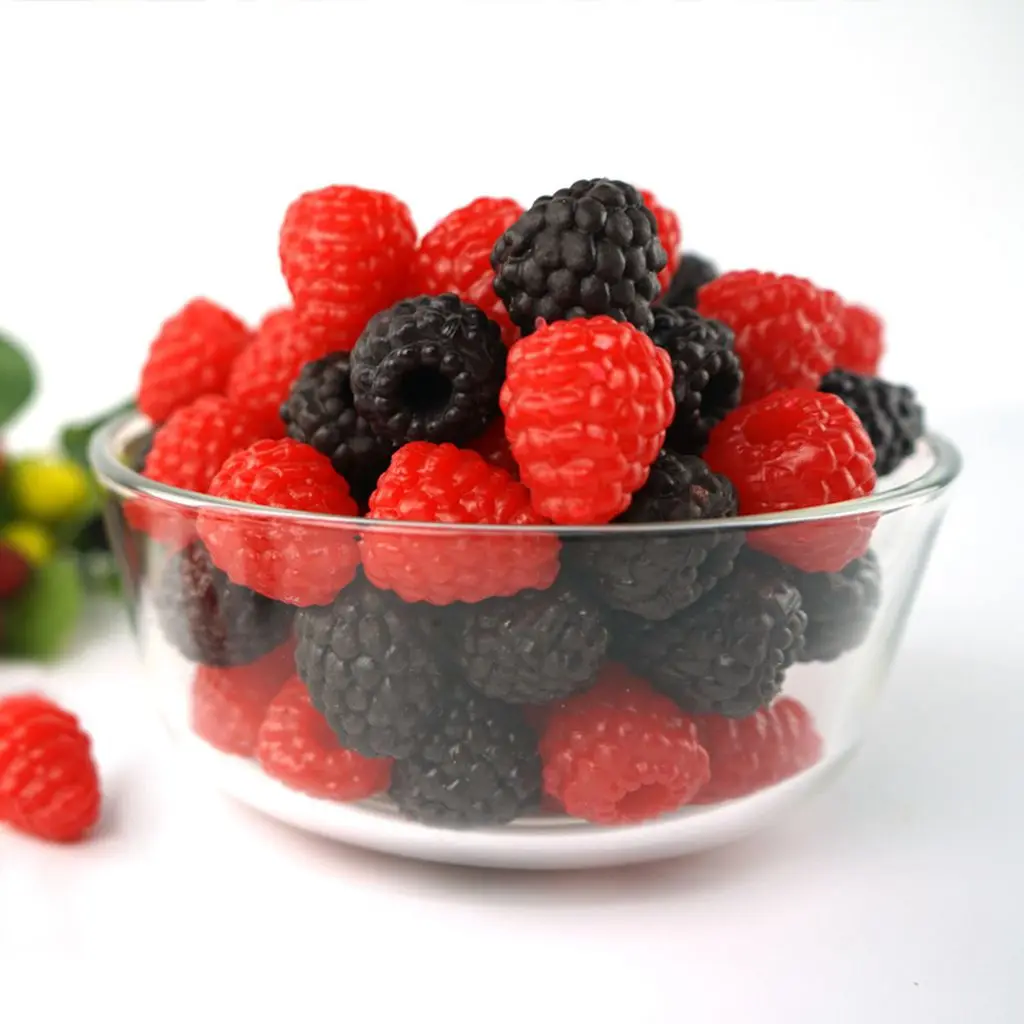 

Realistic Bright Color Home Decor PVC Fake Fruit Mulberry Branch Model Photography Props Artificial Raspberry