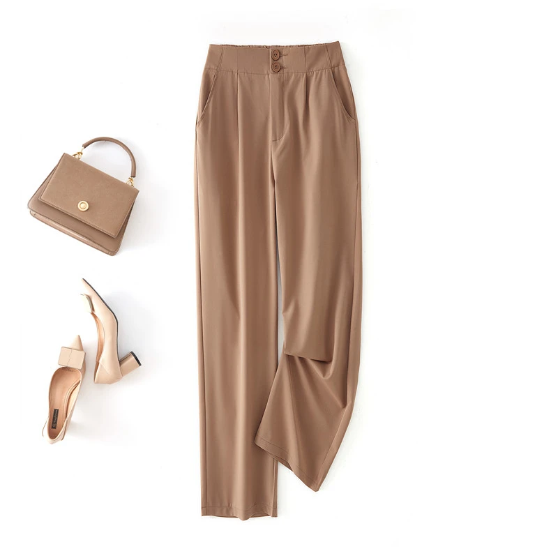 

Limiguyue Chiffon Suit Pants Women Straight Wide Leg High Waist Pants Loose Casual Office Lady Mopping Trousers Elegant J219