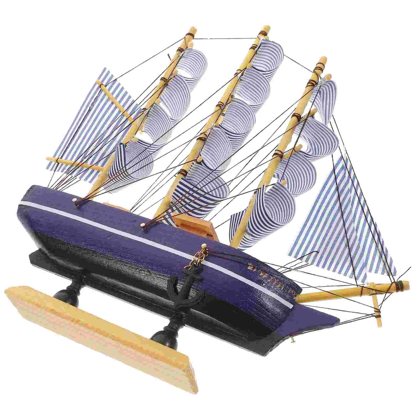 

Миниатюрная парусная лодка, деревянные игрушки, 3d пазлы, модель корабля в средиземноморском стиле, Декор, деревенский парусник, украшение д...