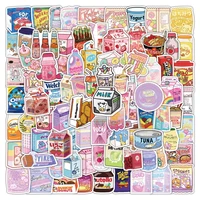 103050100pcs cute cartoon drinks stickers aesthetic leisure junk journal hand account laptop kawaii manga kpop kids sticker