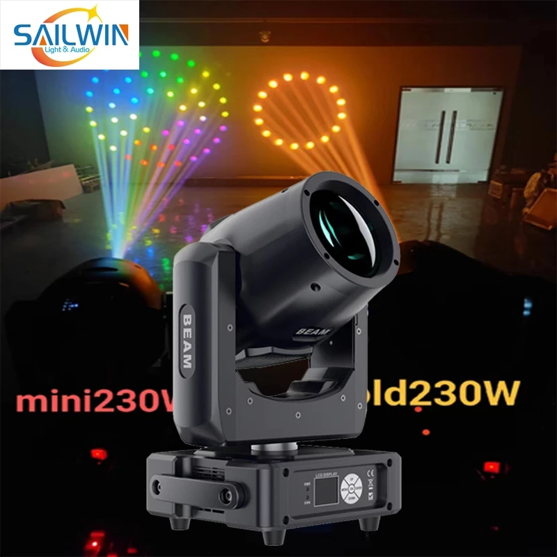 0-TAX CE/ROHS Sailwin Professional 230W 7R MINI230 Stage DMX512 Lyre Sharpy Beam Light Moving Head Wash Gobo Spot Lights