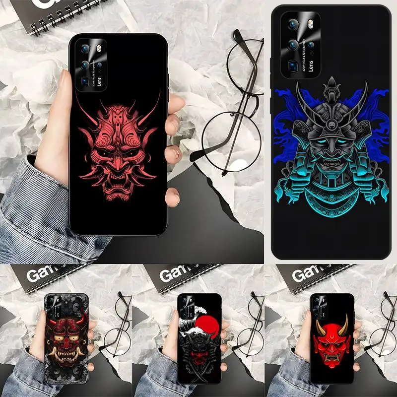 Japanese Samurai Demon Mask Phone Case Fundas For Huawei P30 P20 Pro P40 Mate 20 Lite P Smart Z Y5 Y6 Y7 2019 Macia Capa