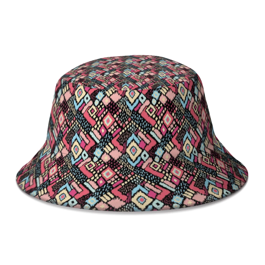 

Autumn Ikat Geometric Folklore Bucket Hat for Boys Girls Cool Aztec Style Fisherman Hats Decorative Sun Hat