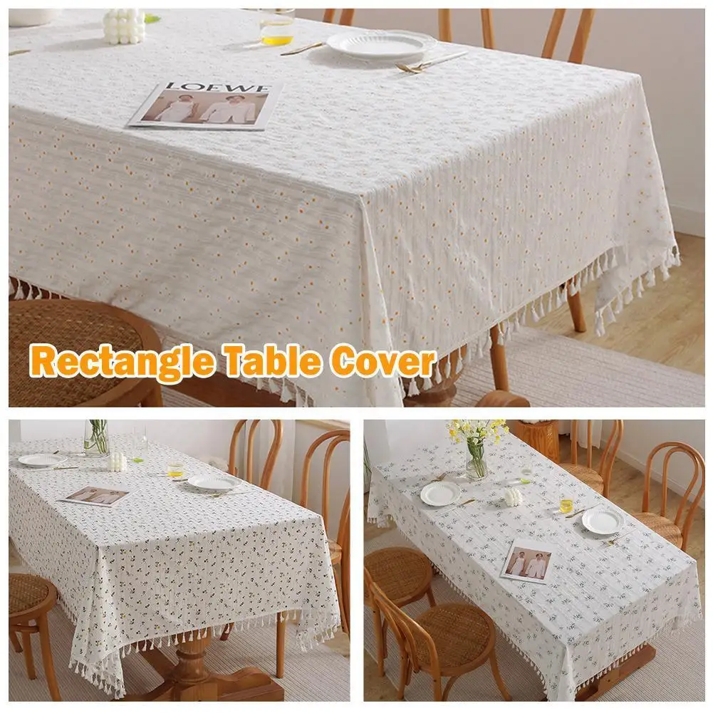 

Korean Style Small Daisy Cotton Floral Tablecloth Tea Table Decoration Rectangle Table Cover For Kitchen Wedding Dining Roo B6a7