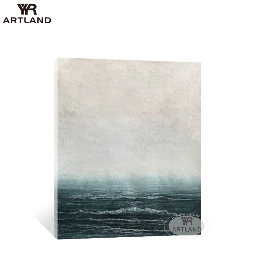 

100% Handmade Canvas Oil Painting Abstract Blue Seascenery Wall Art Poster Hang Picture Mural Image For Living Room Entrance