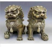 hand chinese brass copper animal feng shui foo dog lion town house statue fine wedding arts crafts decoration