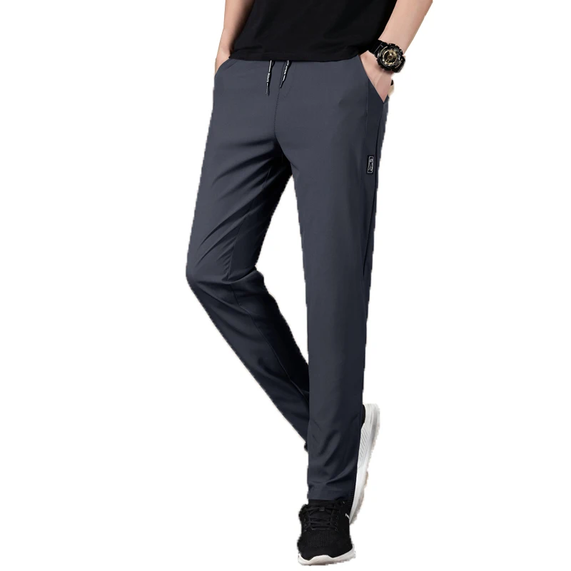 

Однотонные повседневные мужские брюки, Корейская версия весенне-осенний стиль, приталенные прямые брюки, мужские Стрейчевые брюки