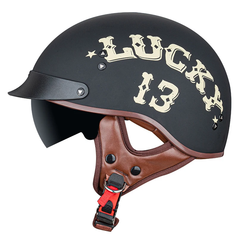 

DOT Certified Retro Motorcycle Helmet Moto Scooter Helmet Vintage Half Face Biker Motorbike Moto Helmet UV Proof Visor