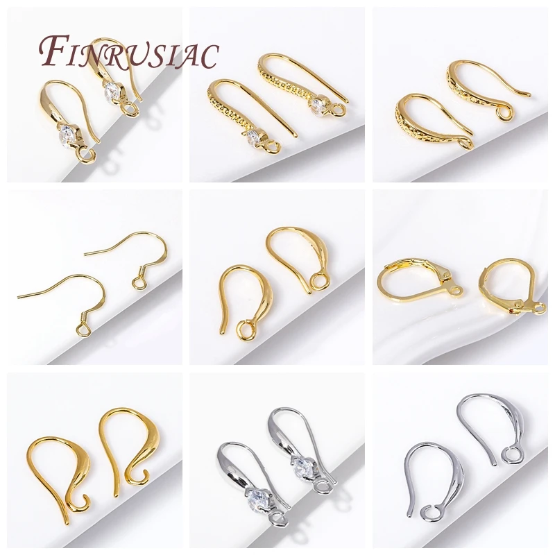 Trendy French Hoop Earring Clasps with 5 and 7 Closed Rings For DIY Tassel/Pearls Earrings Making Supplies 18K Gold Plated images - 6