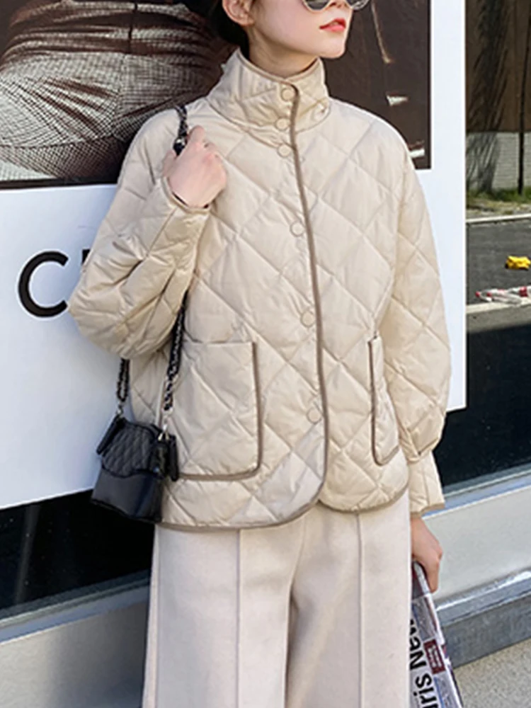 

Женский пуховик на белом утином пуху LY VAREY LIN, модная однобортная короткая куртка с воротником-стойкой, теплая верхняя одежда, парки для зимы