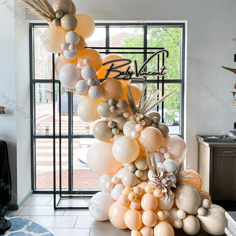 

98pcs Nude Balloon Garland Kit with Doubled Apricot Cream Peach Balloon Arch for Boho Birthday Party Baby Shower Decorations