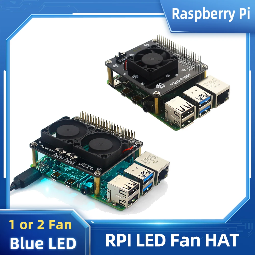 Raspberry Pi 4 modello B GPIO Extenstion Board Switch ventola di raffreddamento cappello con LED blu singola doppia ventola per Raspberry Pi 4B 3B + 3B