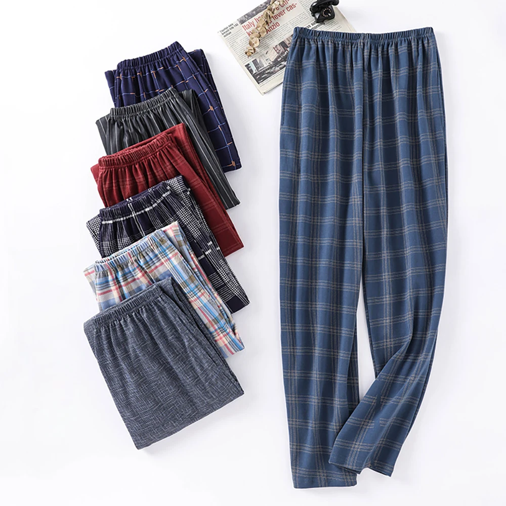 

Mens Plaid Pajama Pants Casual 4XL Sleepwear Pajama Spring Summer Cotton Trousers for Men Pajamas Male Comfortable Home