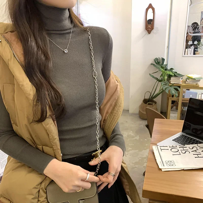 Элегантный дизайн чувственный топ с длинными рукавами вязаный базовый слой