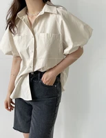 chic balloon sleeve blouse korean chic fashion design button up designer shirt vintage shirts spring 2022 women top