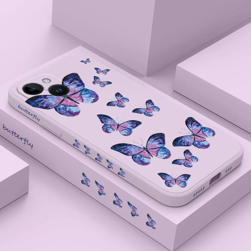 

Stitching Butterfly Phone Case For iPhone 14 13 12 11 Pro Max Mini X XR XS SE2020 8 7 Plus 6 6S Plus Cover