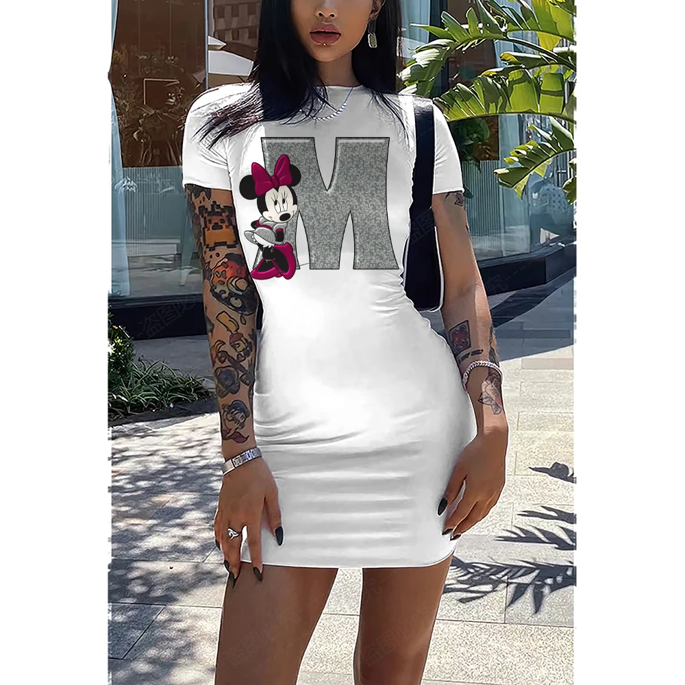 

Disney Mickey and Minnie Ladies Casual Short Girls Cute Dress Sexy Summer Short Cartoon Print Summer Boho Women Dresses