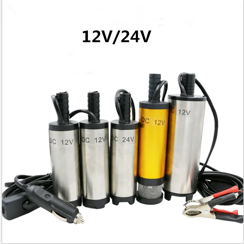 Bomba eléctrica sumergible de plástico para diésel/aceite/agua/combustible, bomba de transferencia con interruptor, 12V/24V CC, 30l/min, 38mm