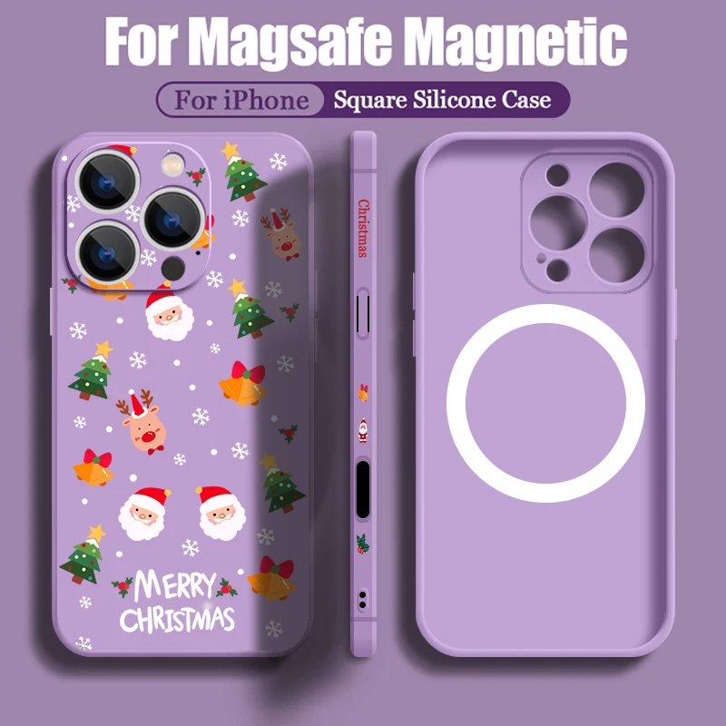 Симпатичный Рождественский узор магнитный мягкий чехол для iPhone 16 15 14 13 12 Pro Max 11