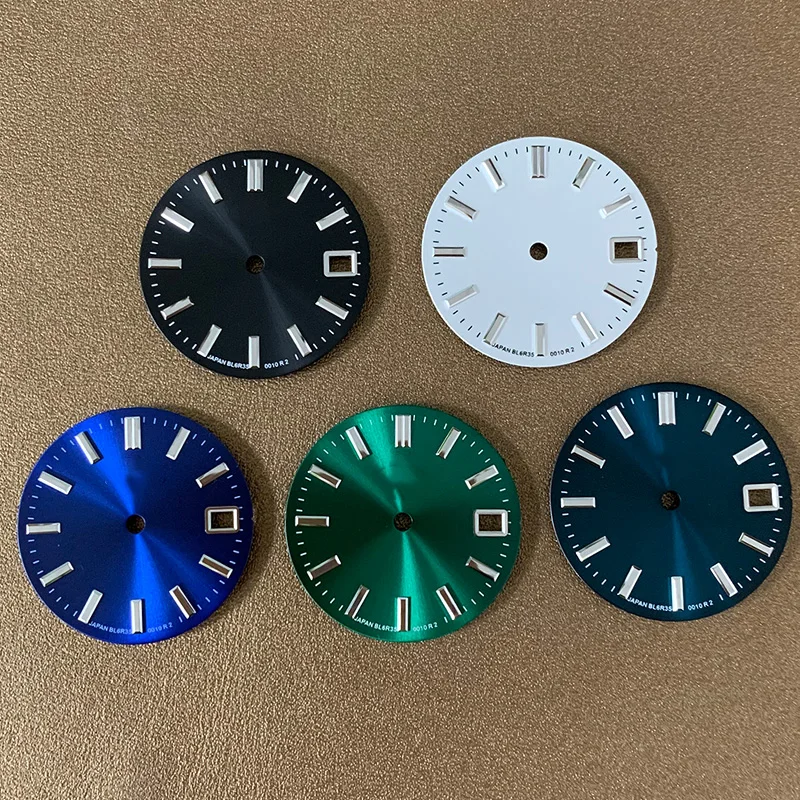 28.5mm dial nh35 light ripple dial fit nh35 6R35 movement Modified Grand Seiko watch parts dial feet at 3.0/3.8/4.1 Oclock enlarge